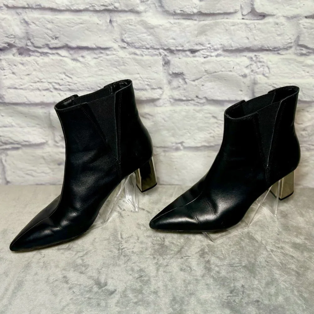Zara Black & Silver Leather Chelsea Boots - Picture 2 of 6